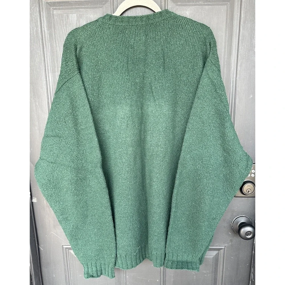 Vintage‎ Polo Ralph Lauren Alpaca Wool Pullover V Neck Sweater Suede Elbow Patch